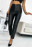 Black PU Leather Zipped High Waist Skinny Pants