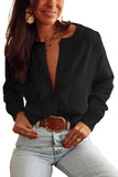 Black Lace Trim Ribbed Round Neck Button Up Cardigan