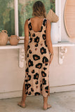 Leopard Split Open Back Sleeveless Maxi Dress